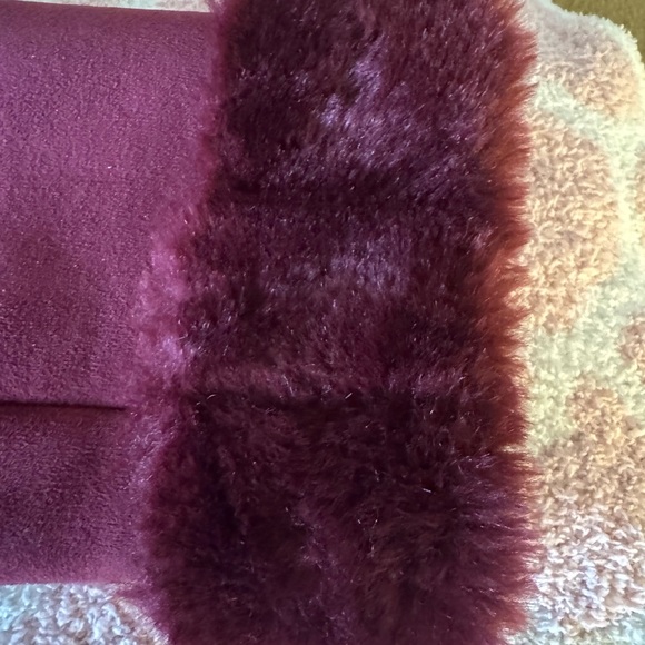 Coaco New York womens burgundy coat faux fur lined trim size S. - Picture 11 of 13